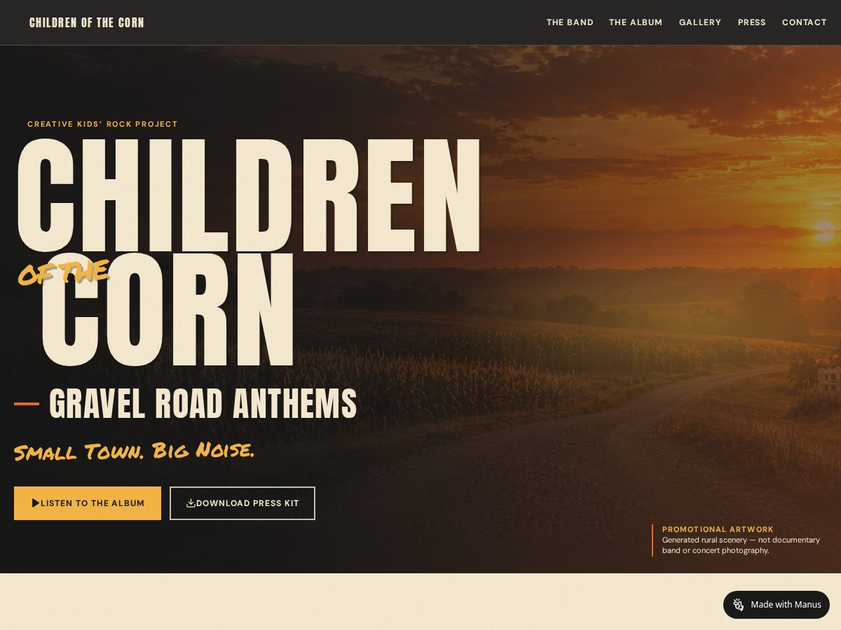 Landing-page snapshot of childrenofthecorn.rocks