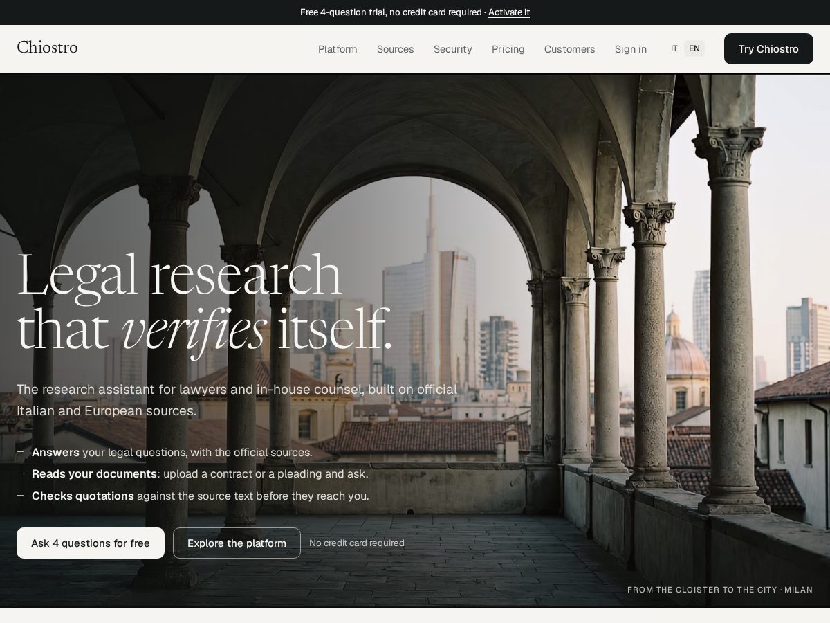 Landing-page snapshot of chiostro.app