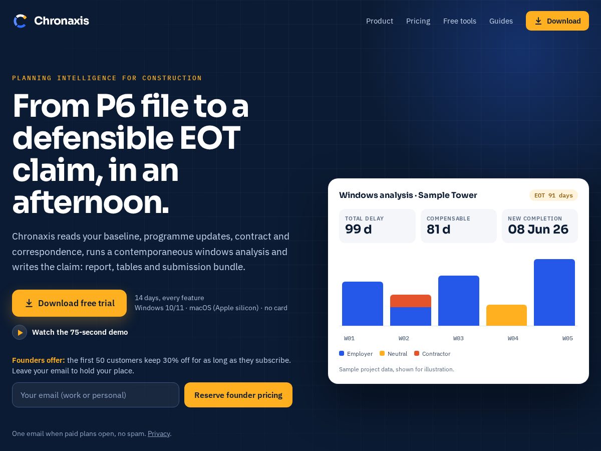 Landing-page snapshot of chronaxisapp.com