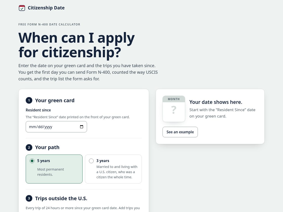 Landing-page snapshot of citizenshipdate.com