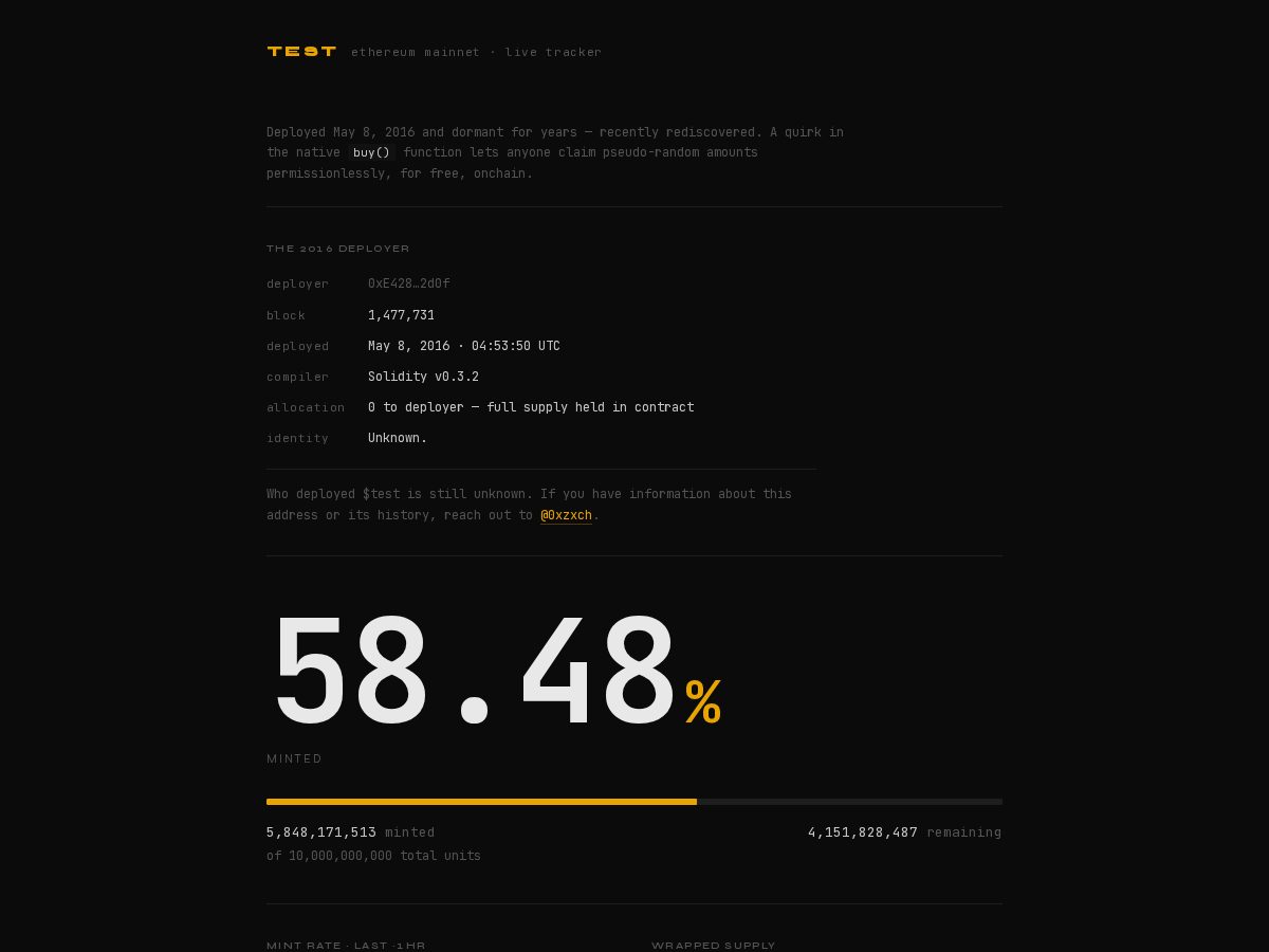 Landing-page snapshot of claimtest.xyz