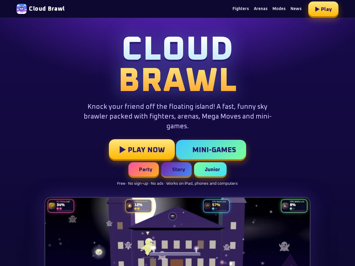 Landing-page snapshot of cloudbrawl.com