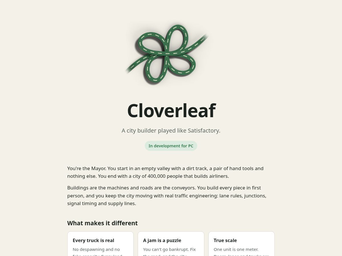 Landing-page snapshot of cloverleafgame.com