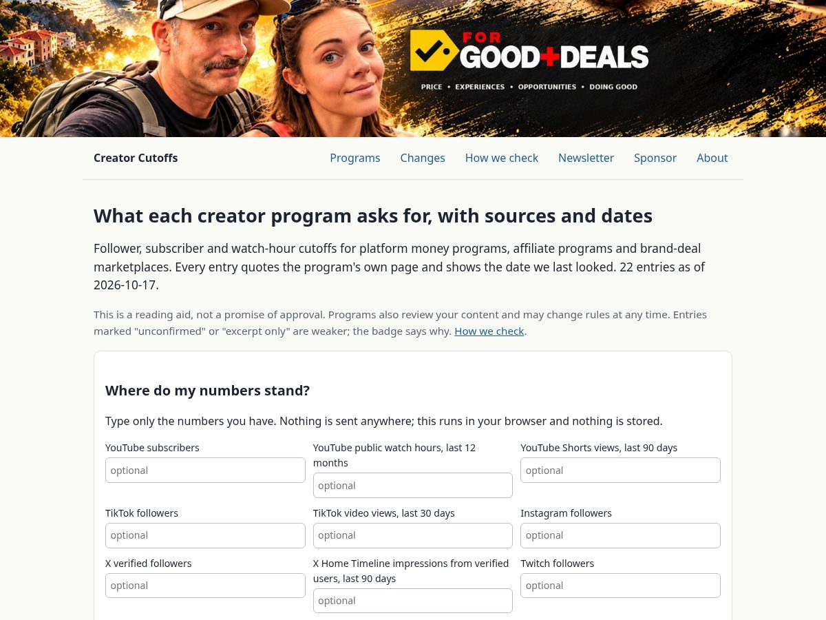 Landing-page snapshot of creatorcutoffs.com