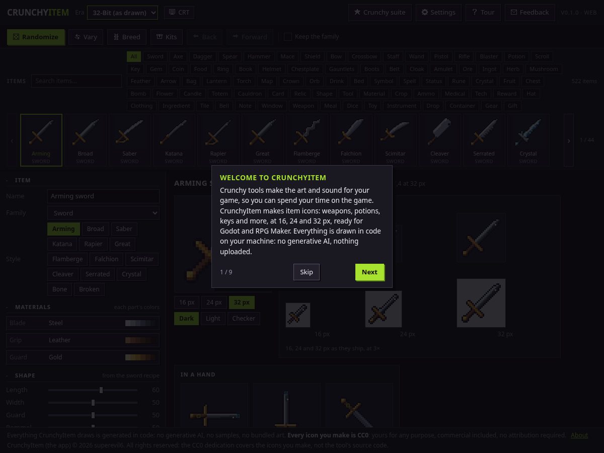 Landing-page snapshot of crunchyitem.com