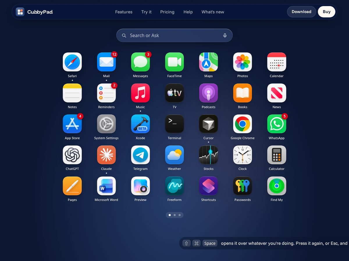Landing-page snapshot of cubbypad.com