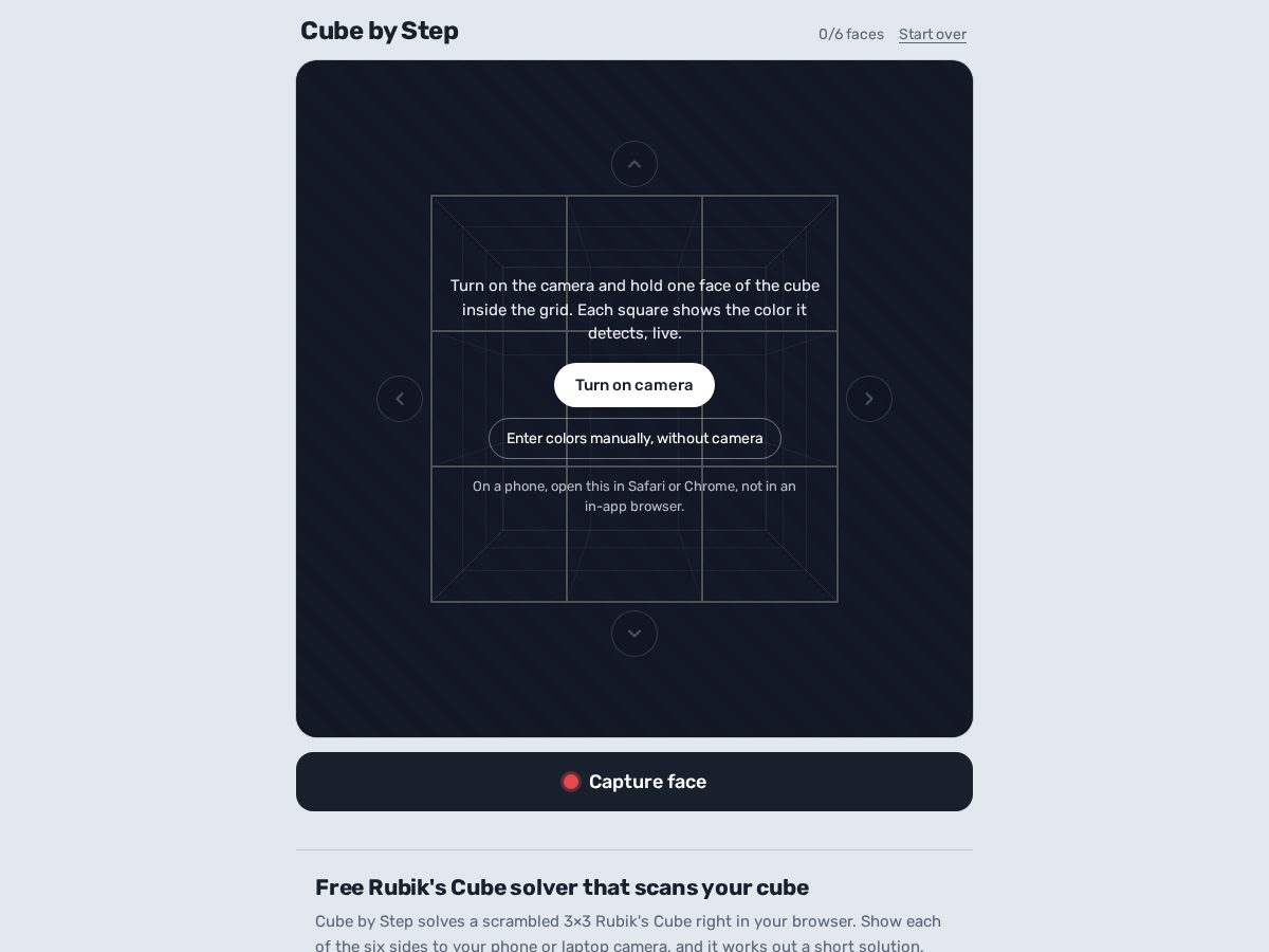 Landing-page snapshot of cubebystep.com