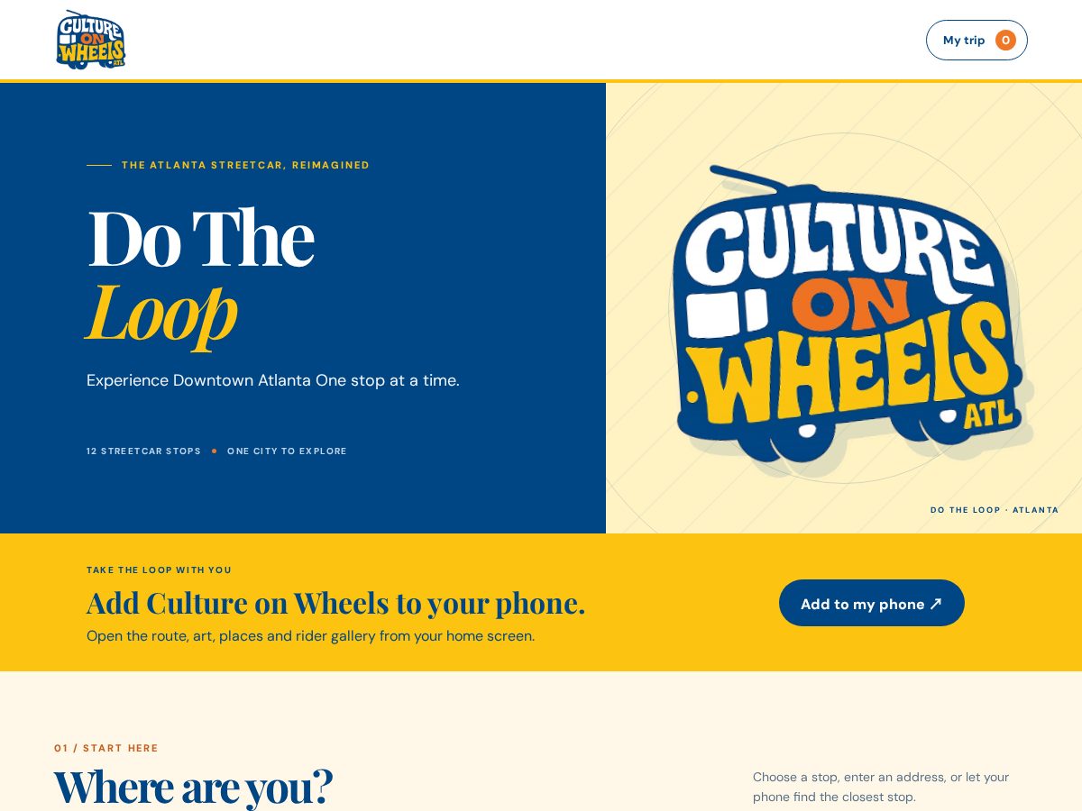 Landing-page snapshot of cultureonwheelsatl.com