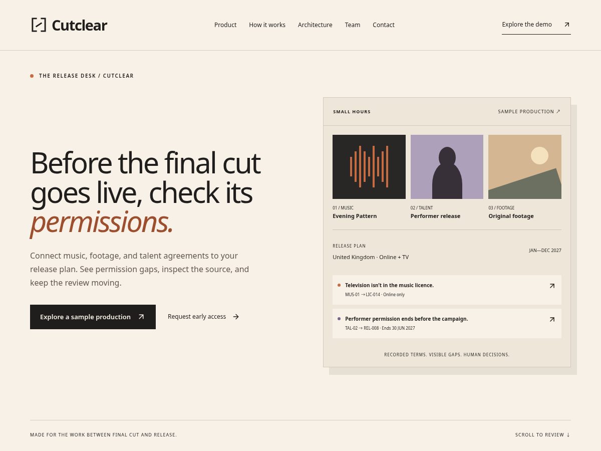 Landing-page snapshot of cutclear.site