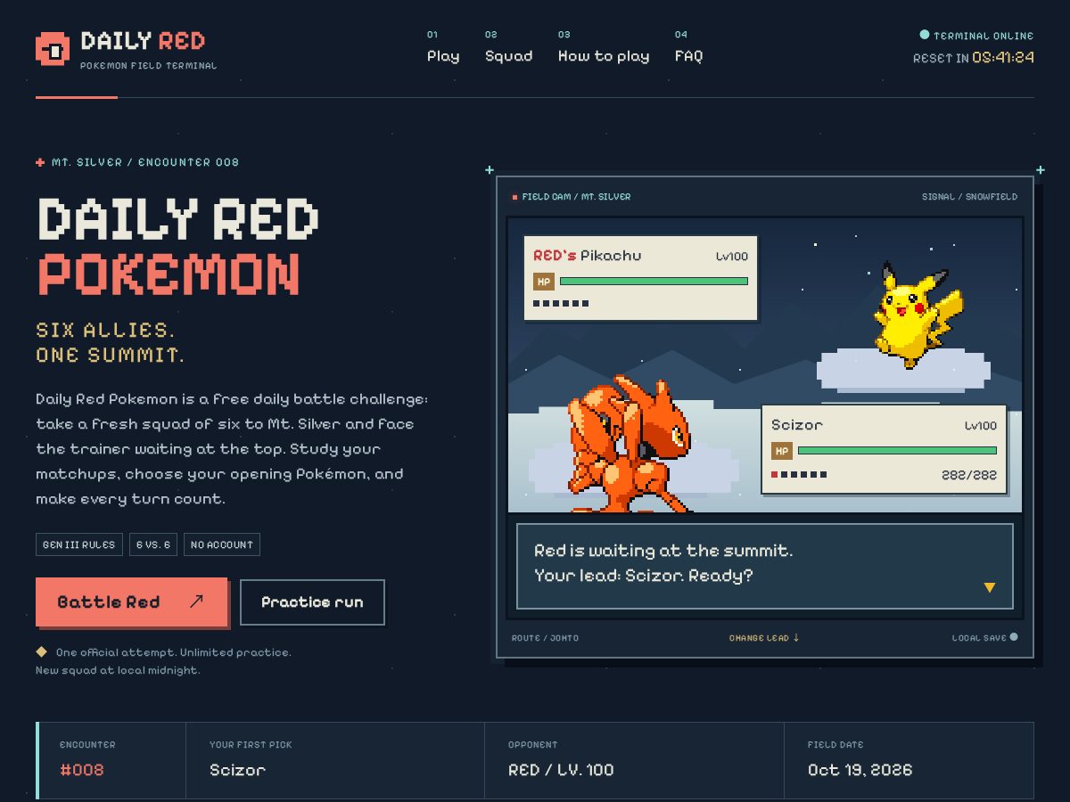 Landing-page snapshot of daily-red.online