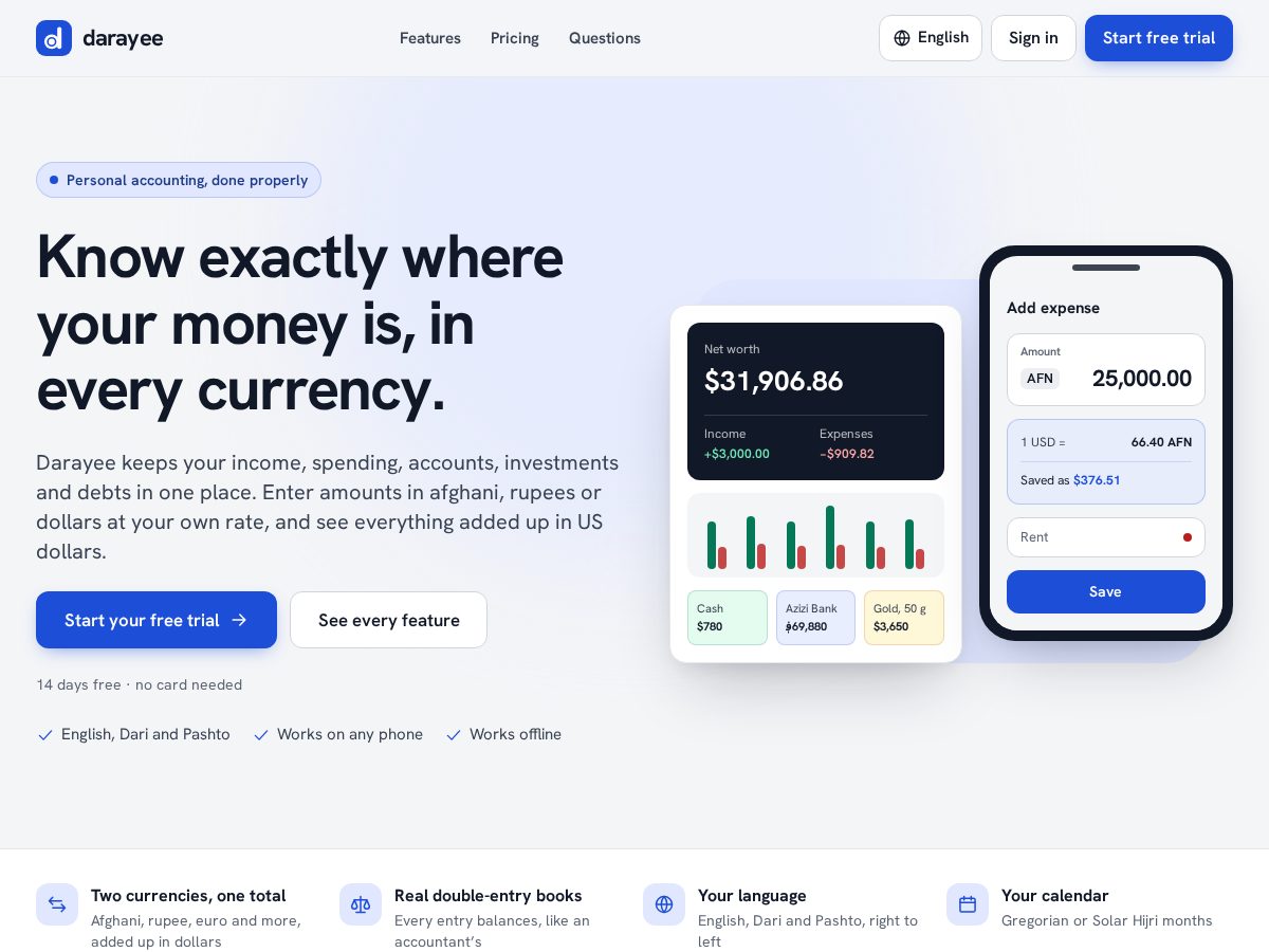 Landing-page snapshot of darayee.com