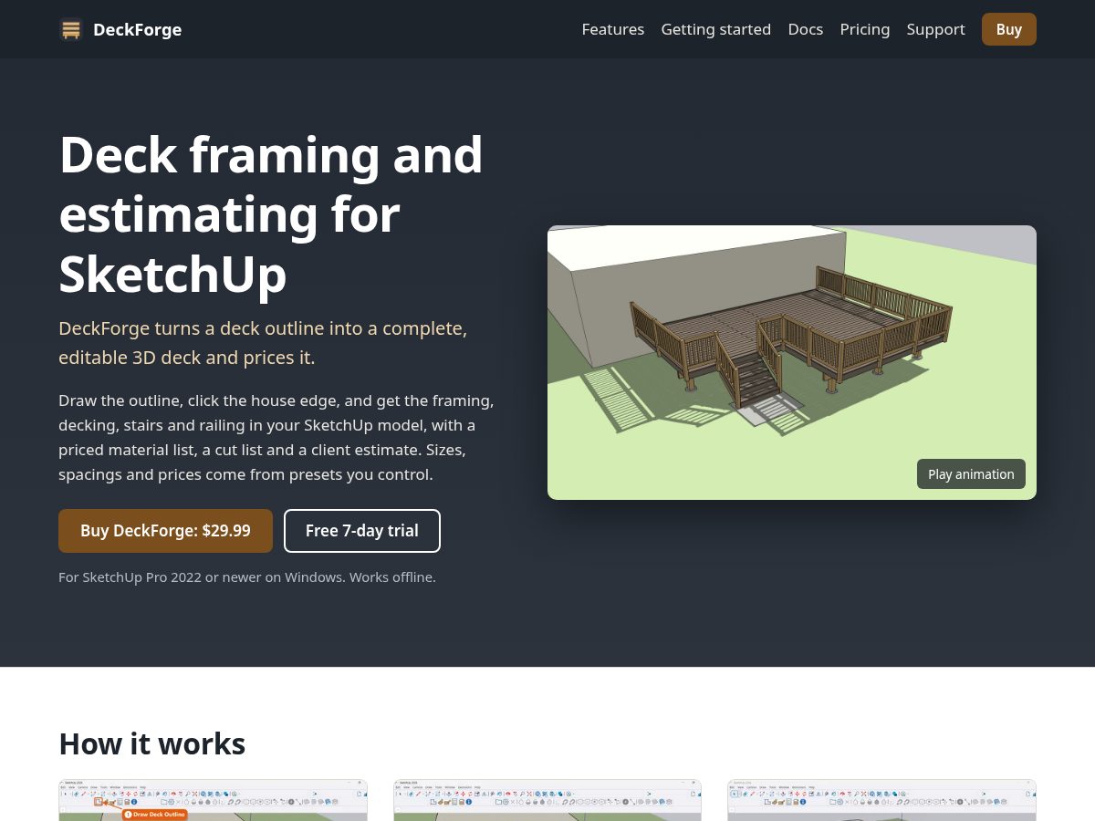 Landing-page snapshot of deckforge.website