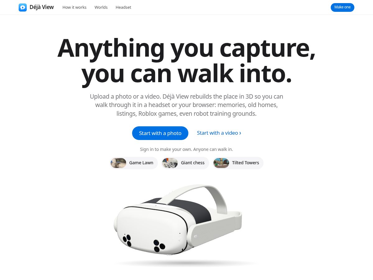 Landing-page snapshot of deja-view.photo