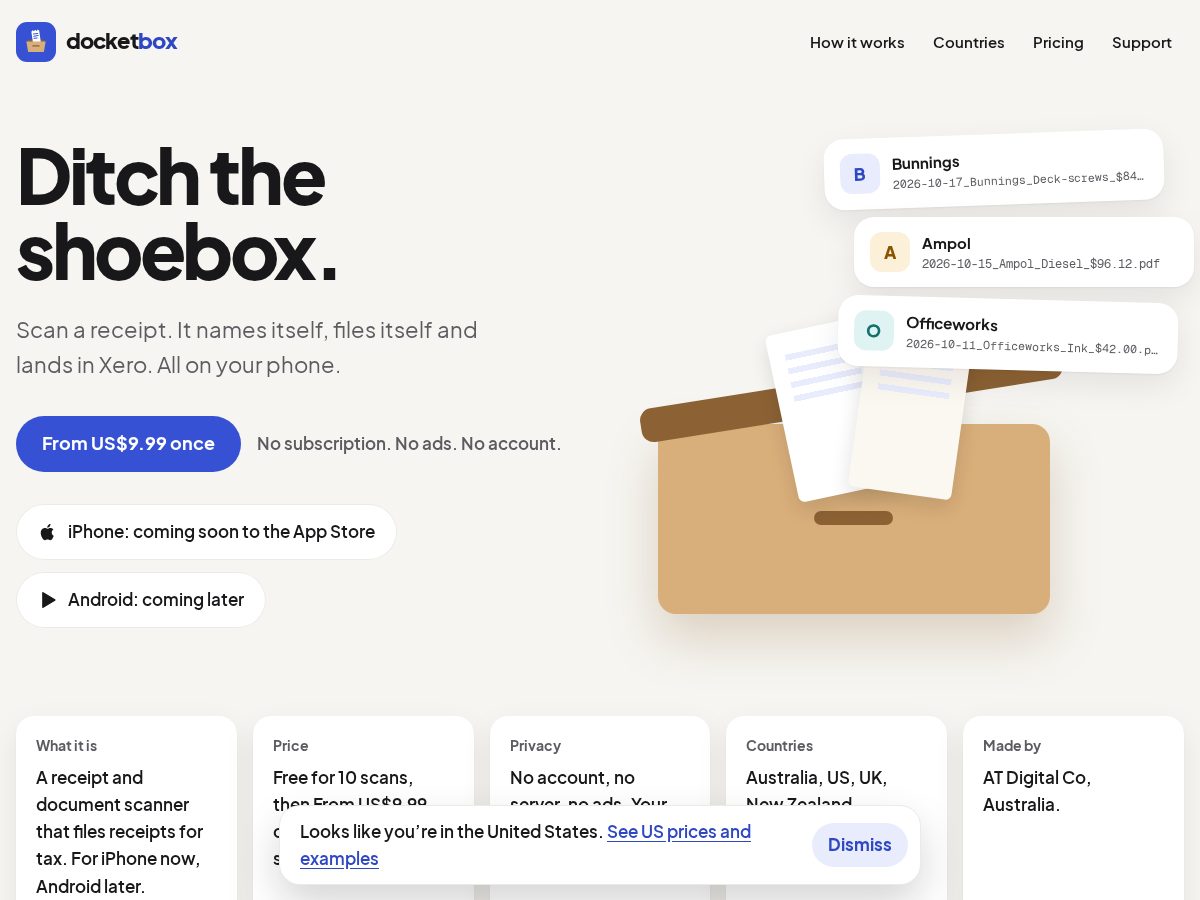 Landing-page snapshot of docketbox.app
