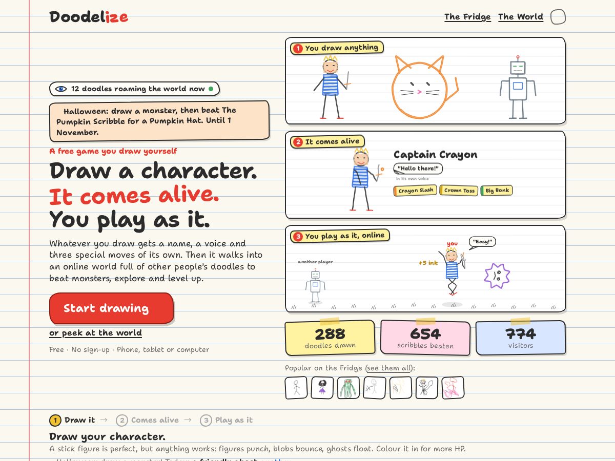 Landing-page snapshot of doodelize.fun