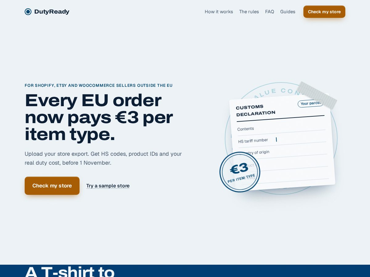 Landing-page snapshot of dutyready.app