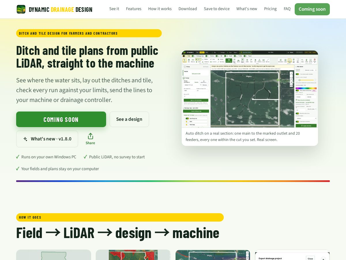 Landing-page snapshot of dynamicdrainagedesign.com