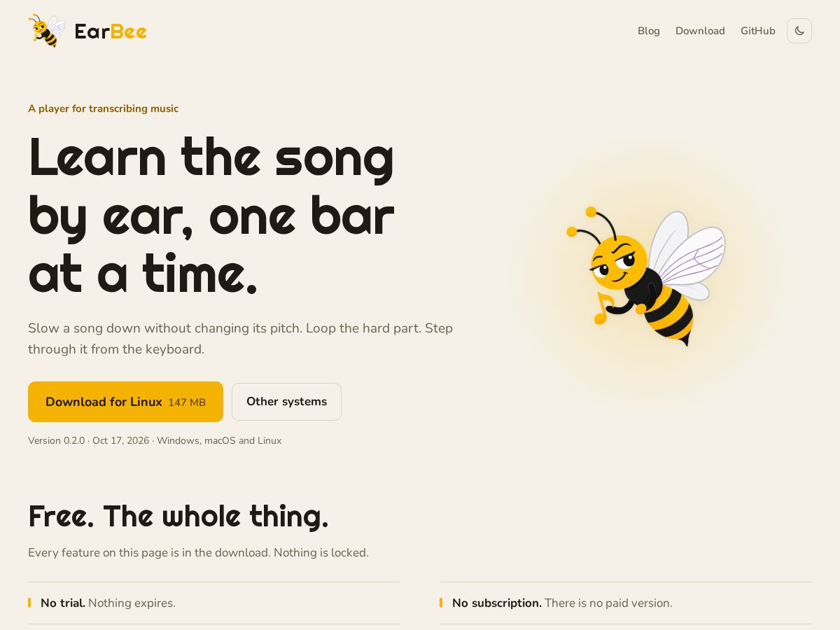 Landing-page snapshot of earbee.org