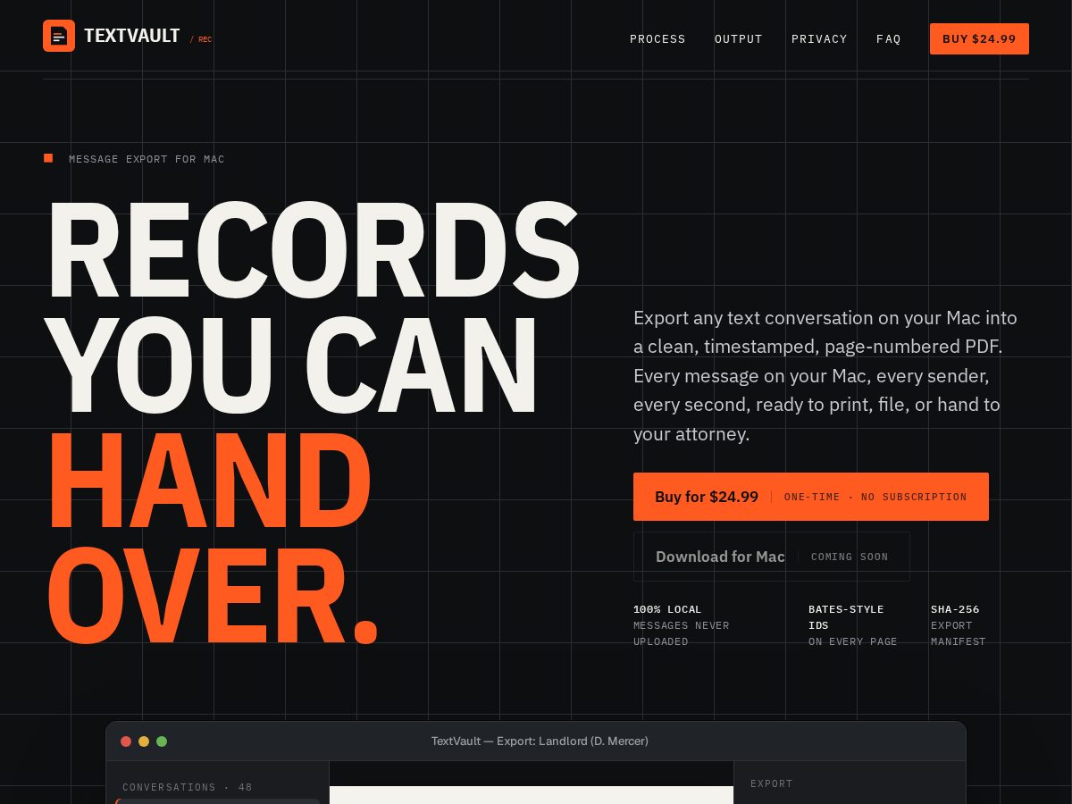 Landing-page snapshot of exportmessages.com