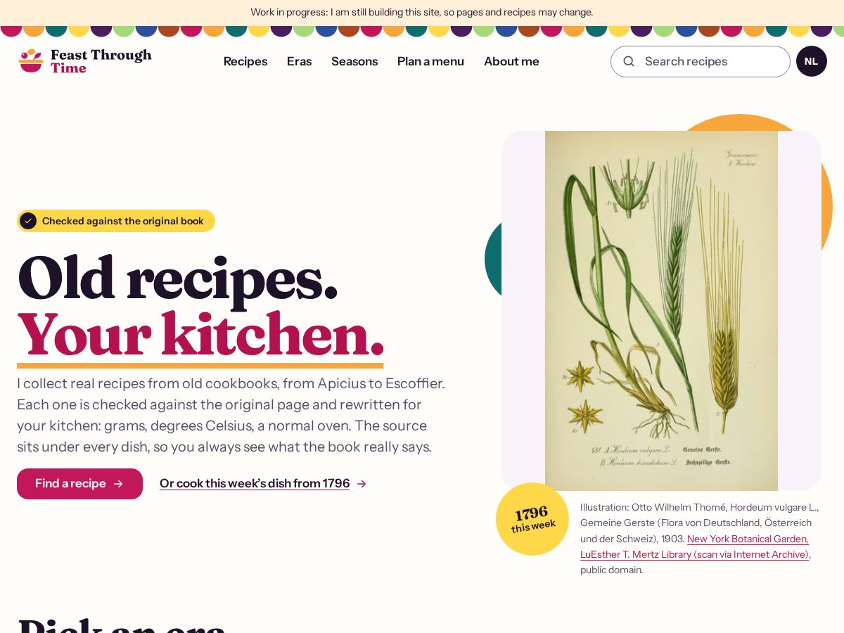 Landing-page snapshot of feastthroughtime.com