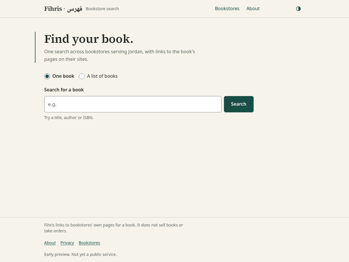 Landing-page snapshot of fihris.page