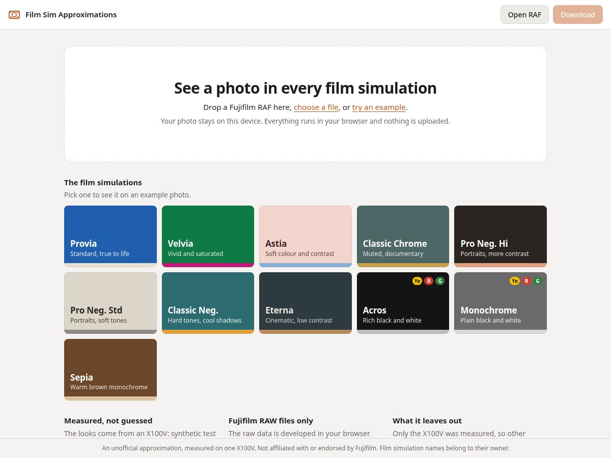 Landing-page snapshot of filmsims.app