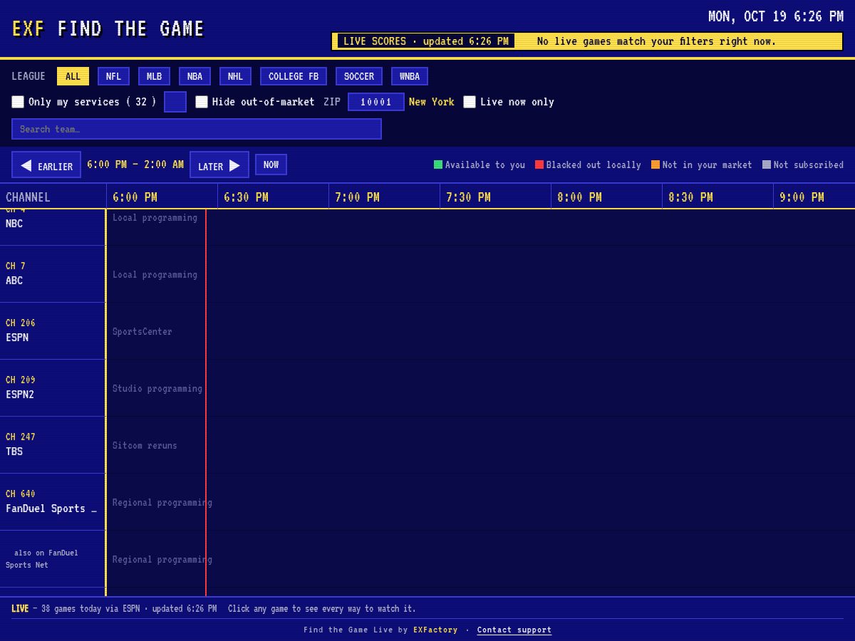 Landing-page snapshot of findthegame.live