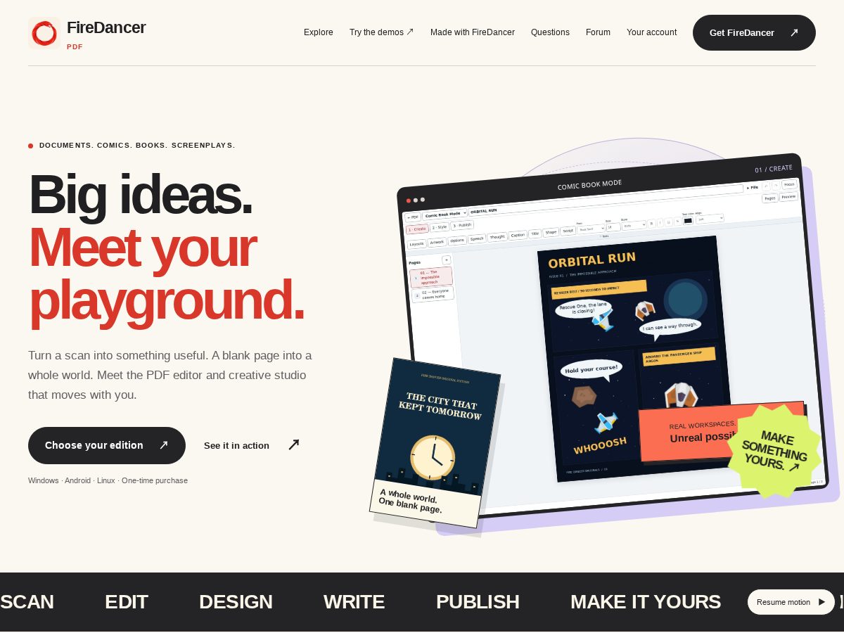 Landing-page snapshot of firedancerpdf.com