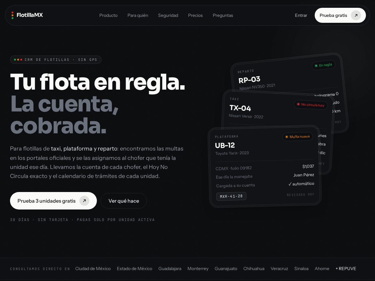 Landing-page snapshot of flotillamx.com