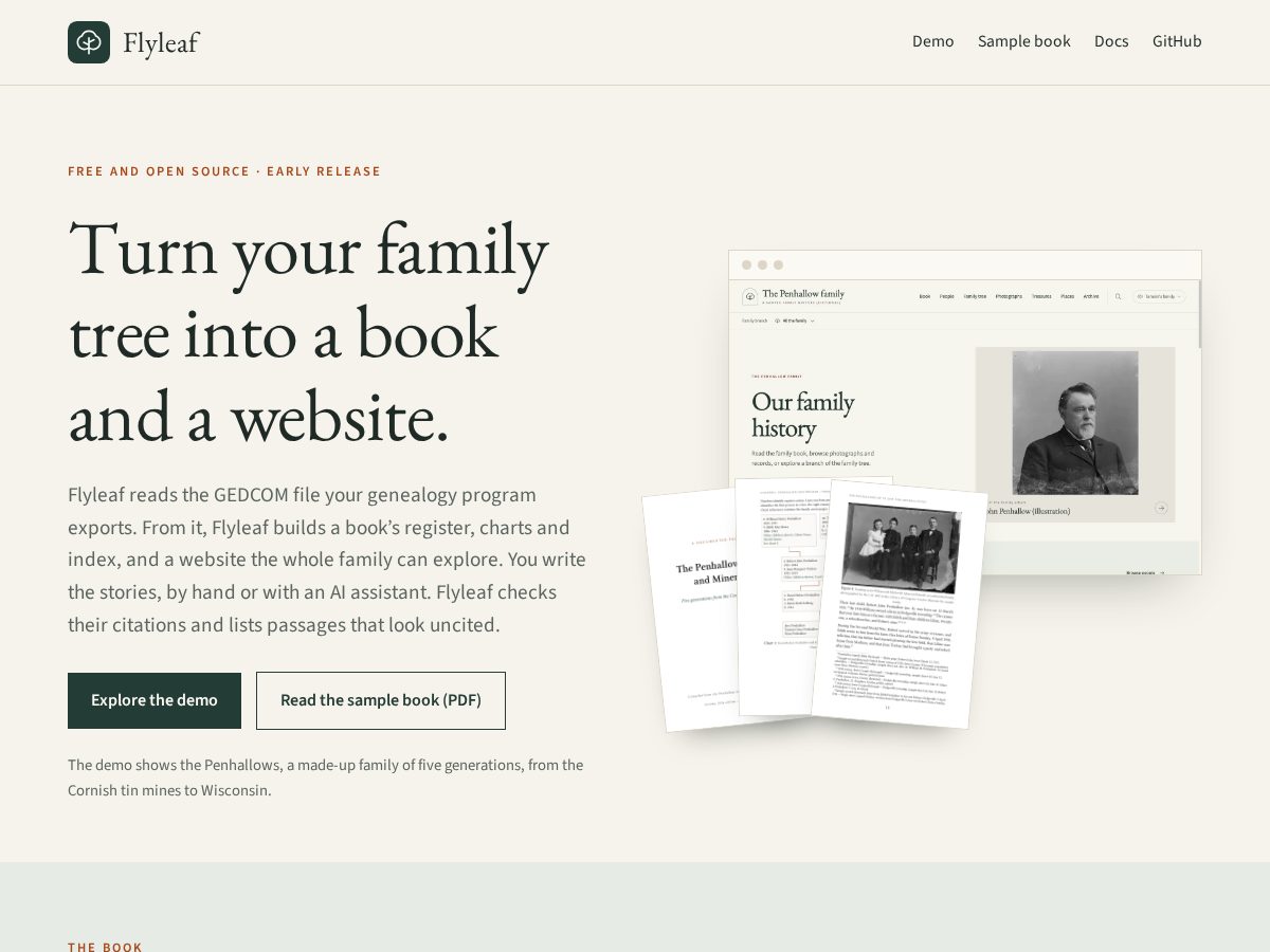 Landing-page snapshot of flyleaf.family