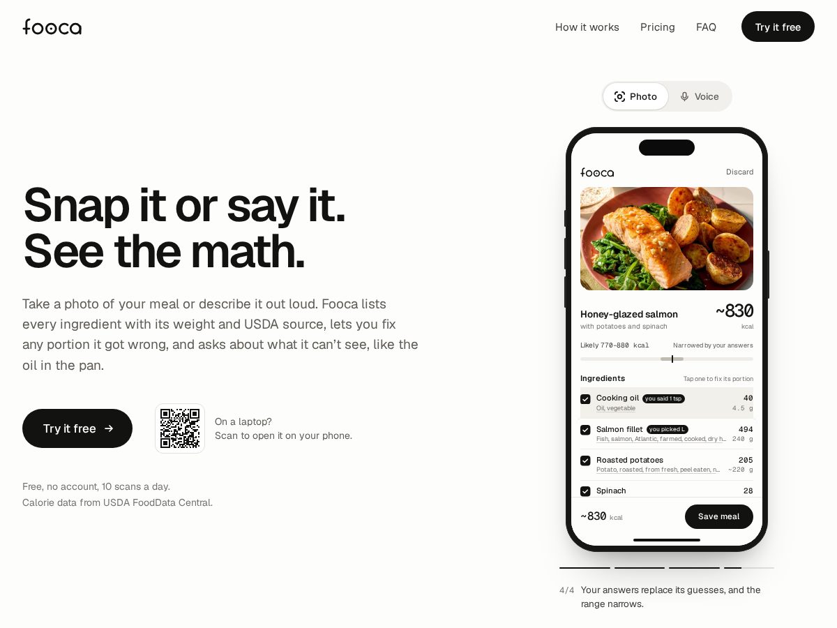 Landing-page snapshot of fooca.app