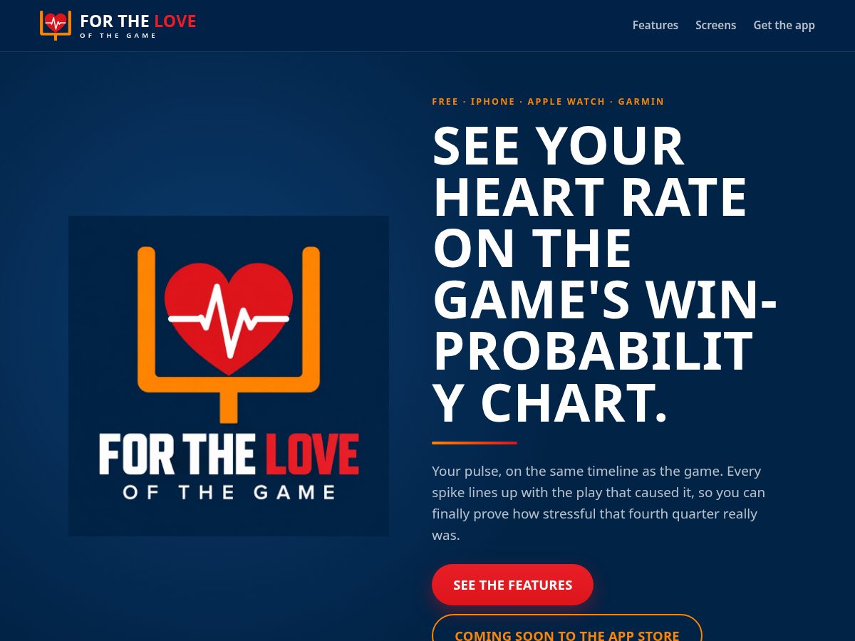 Landing-page snapshot of fortheloveofthegame.app