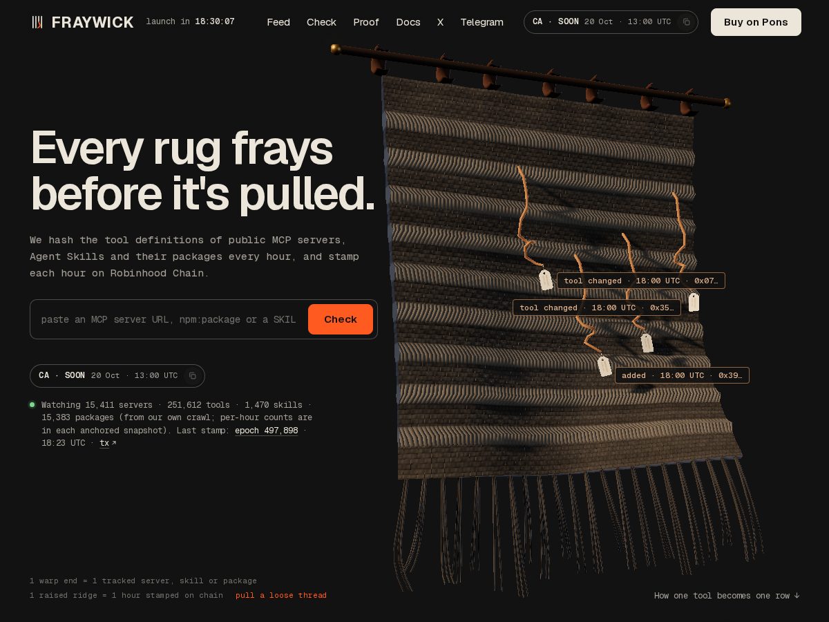 Landing-page snapshot of fraywick.xyz