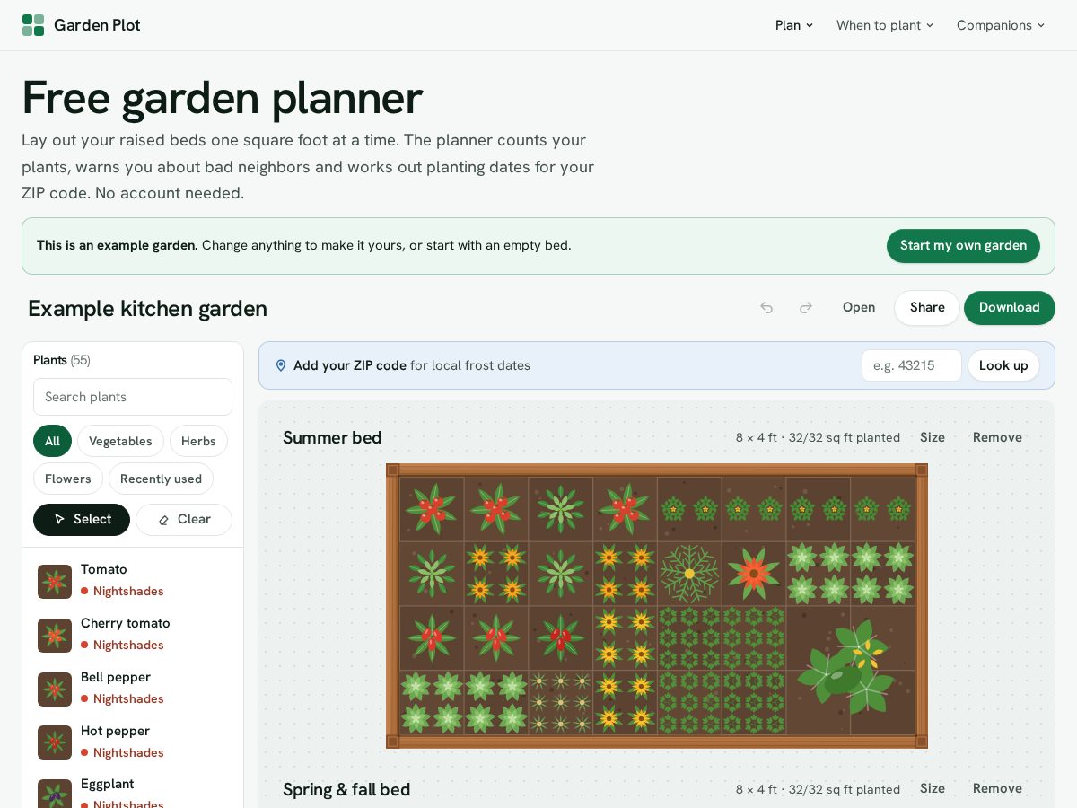 Landing-page snapshot of gardenplot.app