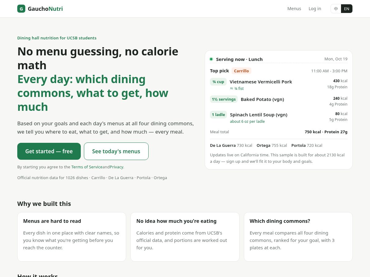 Landing-page snapshot of gauchonutri.com