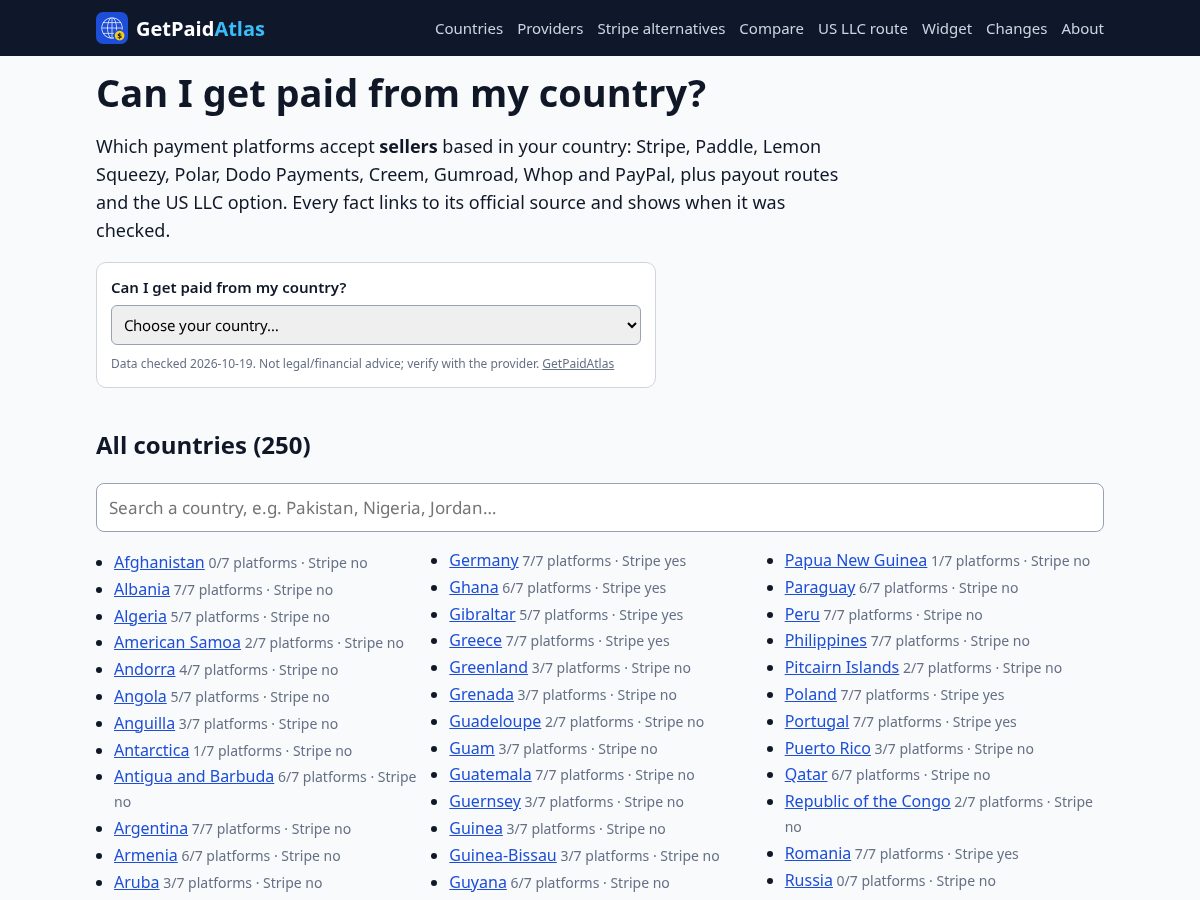 Landing-page snapshot of getpaidatlas.com