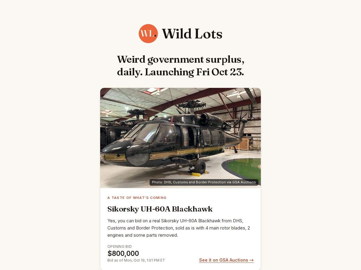 Landing-page snapshot of getwildlots.com