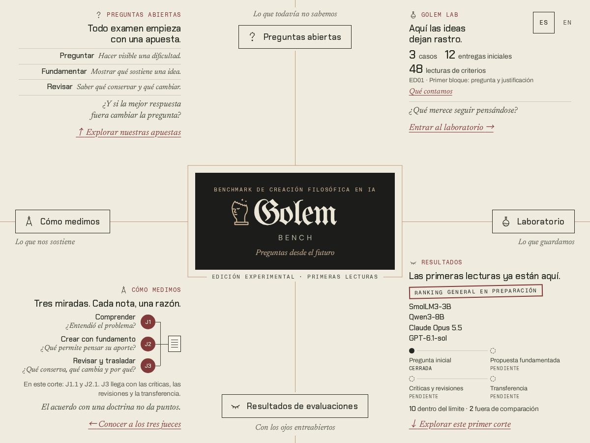 Landing-page snapshot of golembench.org