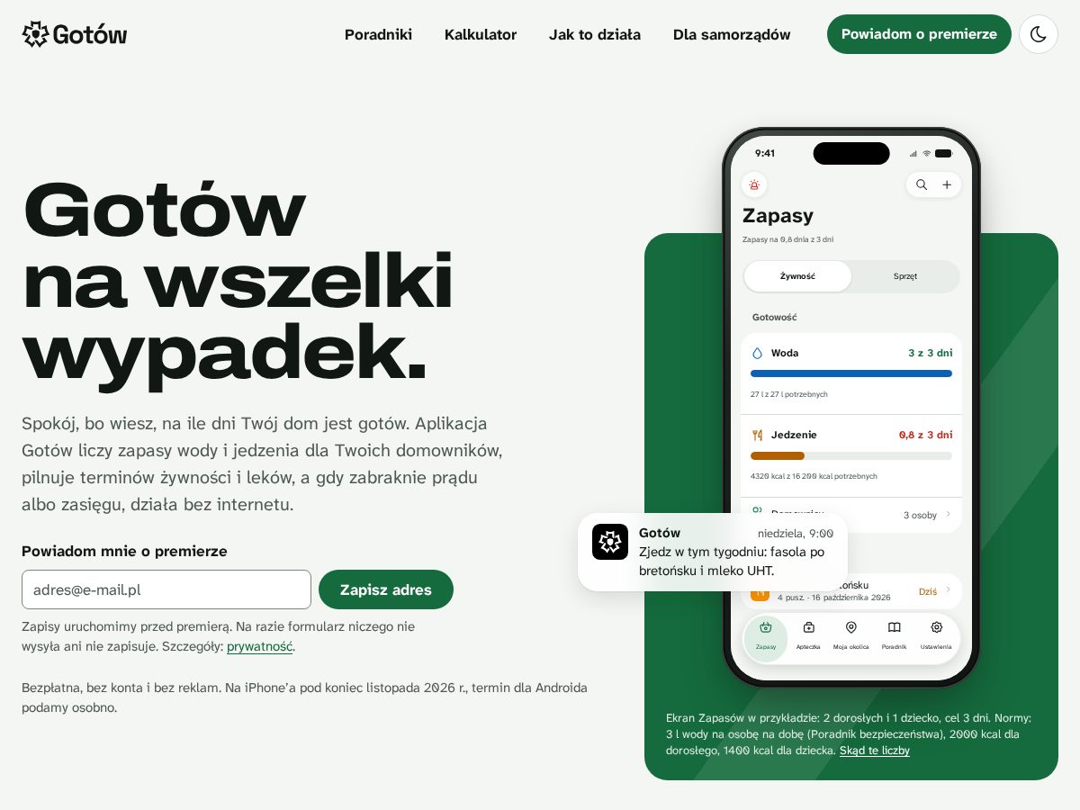 Landing-page snapshot of gotow.app