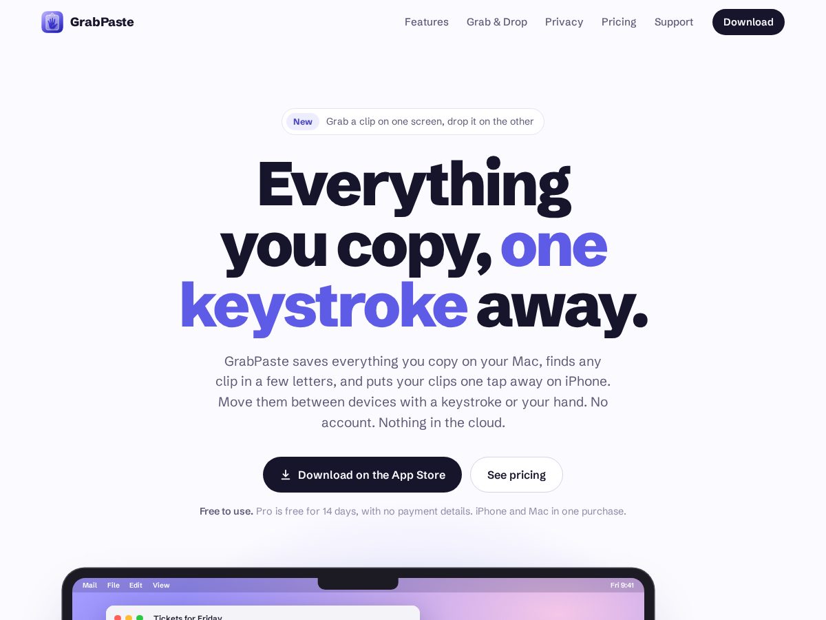 Landing-page snapshot of grabpaste.com