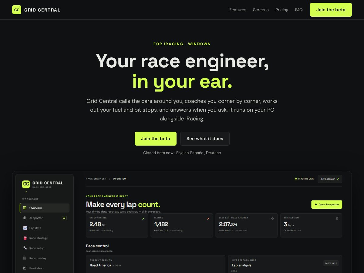 Landing-page snapshot of gridcentral.store
