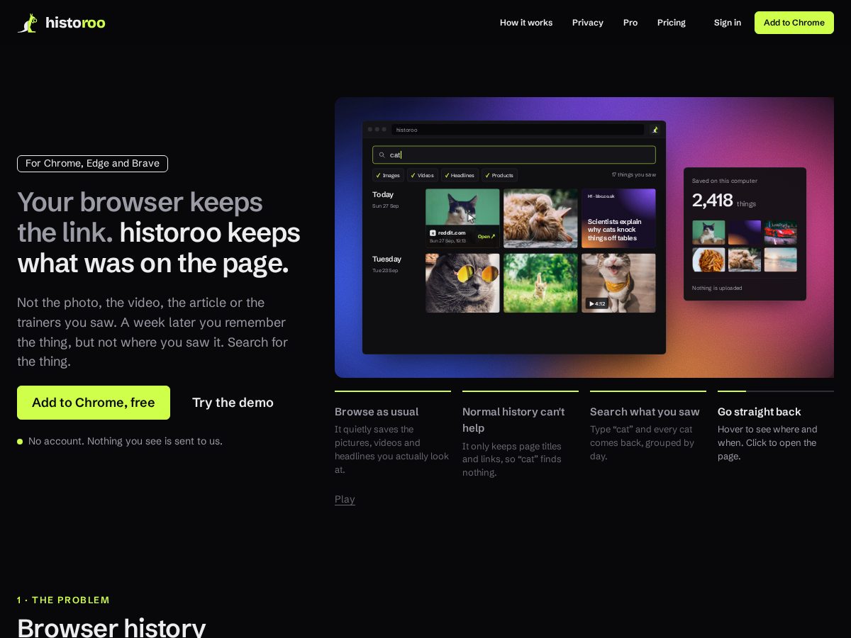 Landing-page snapshot of historoo.com