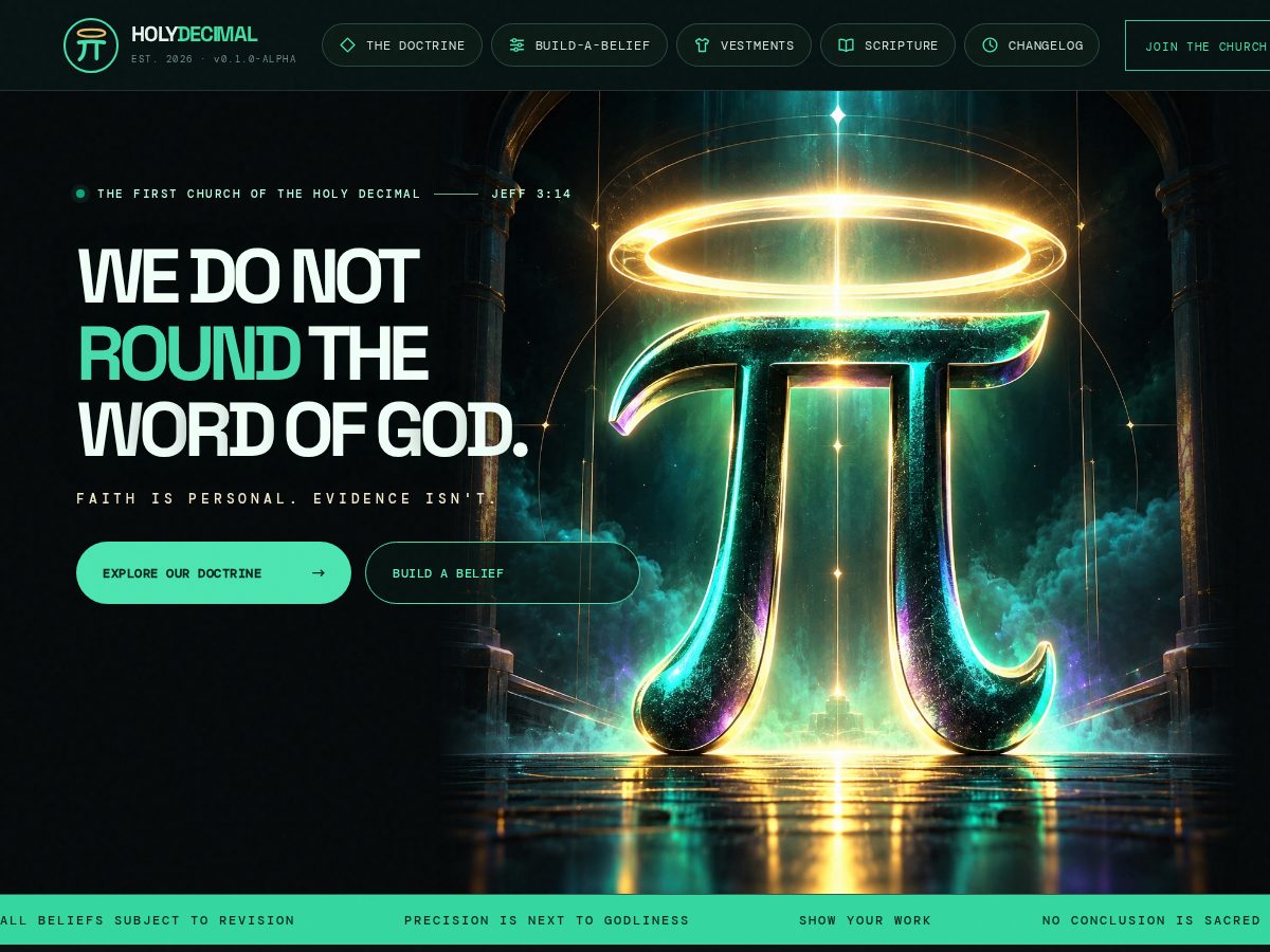 Landing-page snapshot of holydecimal.com
