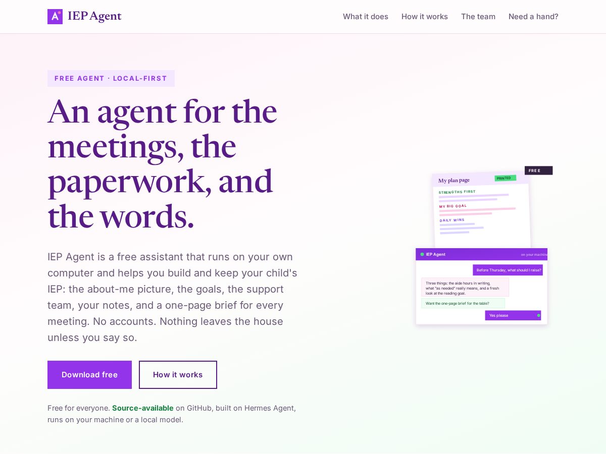 Landing-page snapshot of iepagent.com