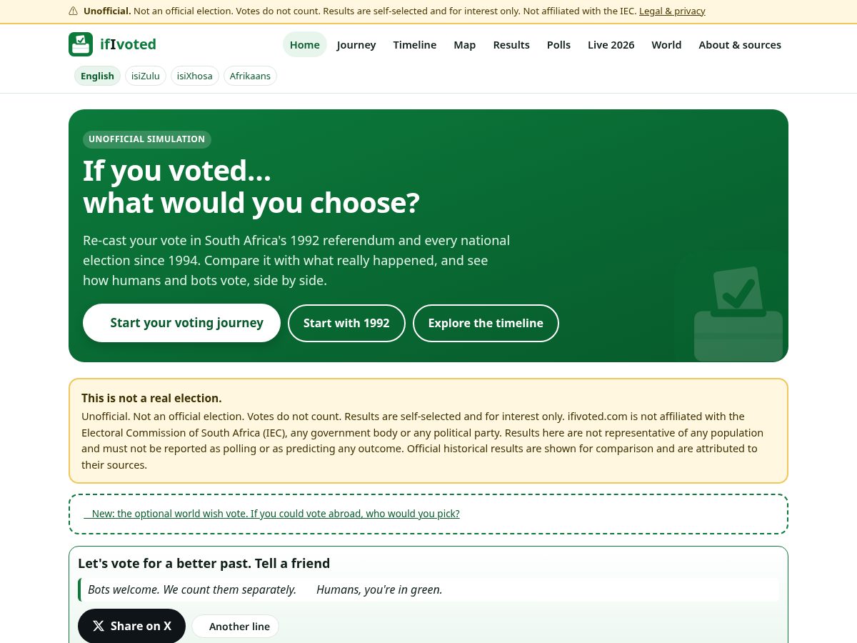 Landing-page snapshot of ifivoted.com