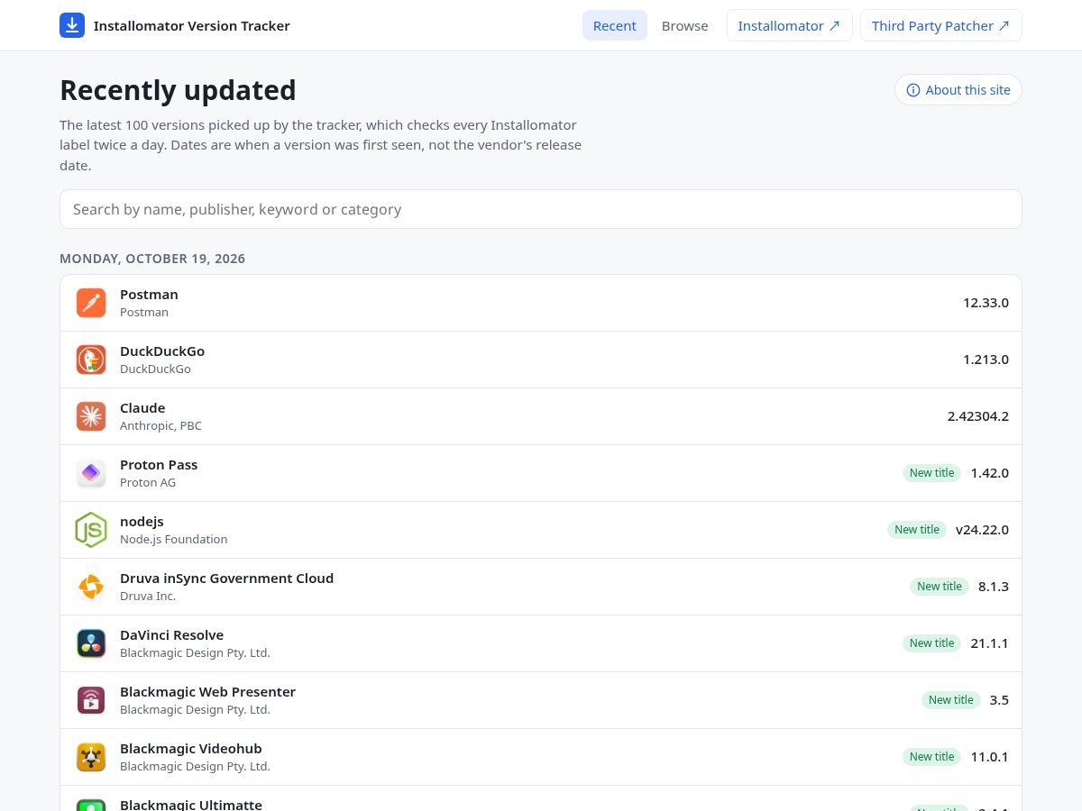 Landing-page snapshot of installomatortracker.org