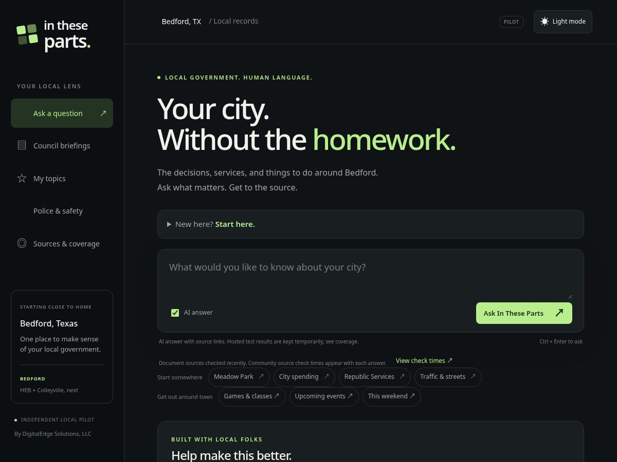 Landing-page snapshot of intheseparts.com