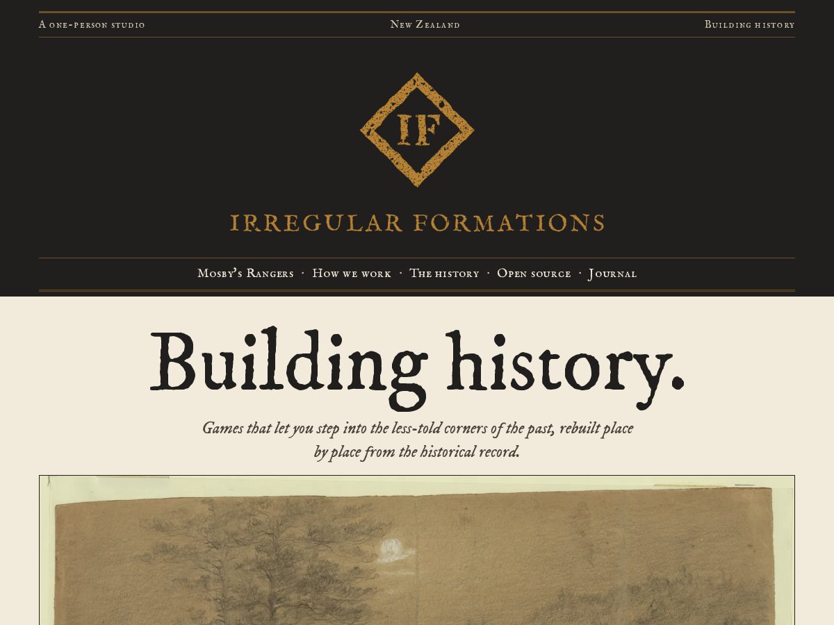 Landing-page snapshot of irregularformations.com