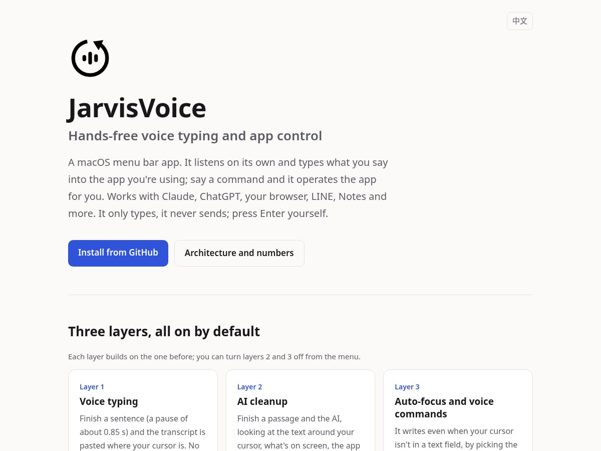 Landing-page snapshot of jarvis-voice.com