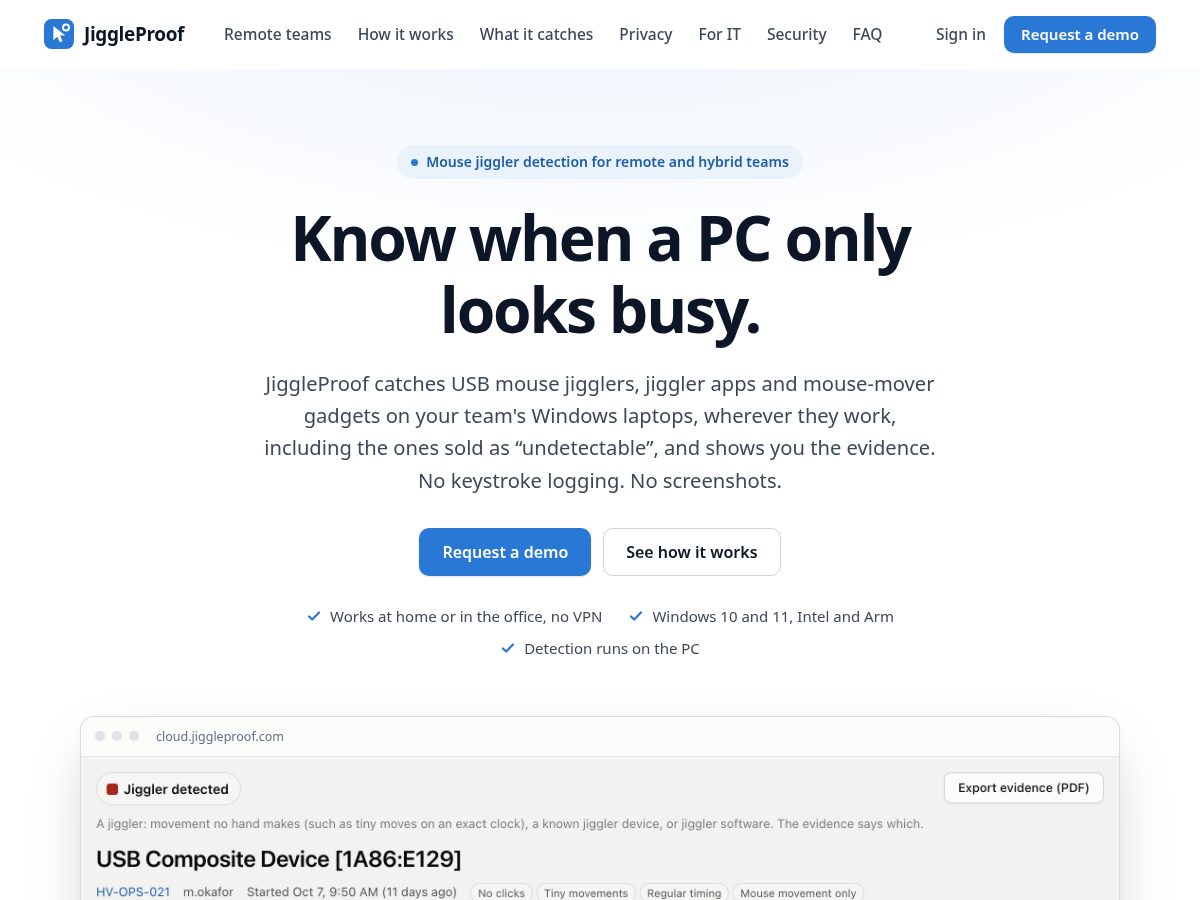 Landing-page snapshot of jiggleproof.com